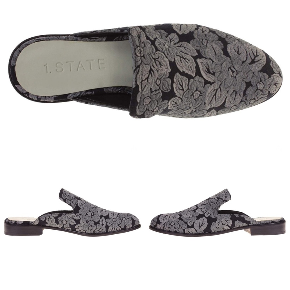 1. State Floral Embroidered Mules